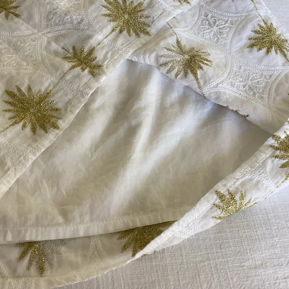 Boston Proper Metallic Detail Off-The-Shoulder Dress Womens Small White Gold - Picture 13 of 15